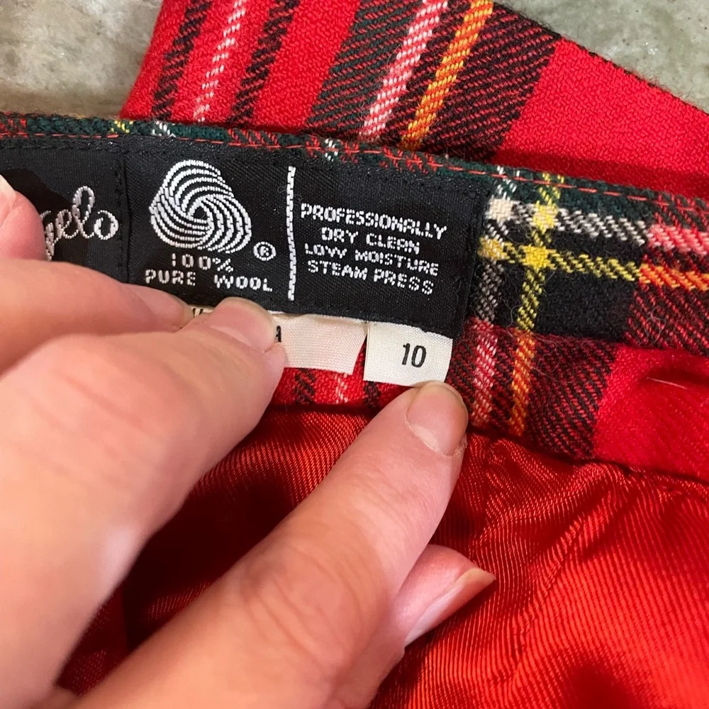 Giorgio Sant'Angelo high-rise red tartan plaid wool culotte shorts - size 10